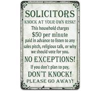 NWPNLXEA Humorous No Soliciting Sign Funny Do Not Disturb Vintage Metal Sign for Front Door Yard and House (8 X 12 in)