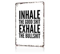 NWPNLXEA Humorous Office Decor Metal Sign Inhale Vibes Exhale Nonsense Vintage Funny Tin Wall-Art for Garage Bar Man Cave 8 X 12 in