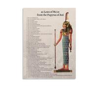 NWPNLXEA Kemetic Spirituality Poster: 42 Laws of Maat - Ancient Egyptian Philosophy Canvas Wall Art for Living Room Office Framed,08x12inch(20x30cm)