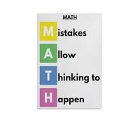 NWPNLXEA Mistakes Allow Thinking to Happen Math Poster, Growth Mindset Classroom Decor, Inspirational Wall Art for Elementary & Middle School Unframed,16x24inch(40x60cm)