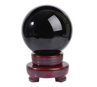 NWPNLXEA Obsidian Crystal Ball with Stand, Quartz Gemstone Sphere for Feng Shui Divination Home Decoration Gift,7cm/2.75in