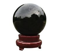 NWPNLXEA Office Home Table Feng Shui Decoration Crystal Ball with Stand Obsidian Black Broken Glass Lucky Gift, ball-15cm