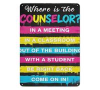 NWPNLXEA School Counselor Office Sign Where is The Counselor Metal Tin Plaque with Moveable Indicator for Door Wall Classroom Room Decor 8 X 12 Inch
