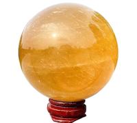 NWPNLXEA Stone Citrine Calcite Quartz Crystal Ball Home Decoration Wooden Frame(5.5-6cm)