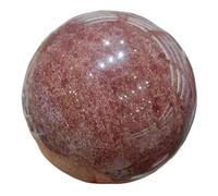 NWPNLXEA Strawberry Stone Quartz Crystal Ball Home Degaussing Decoration Gem Ornaments (Size : 6-6.6cm)