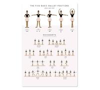 NWPNLXEA The Art of Ballet Vintage Poster - Guide to Basic Movements, Elegant Wall Decor for Dancer's Bedroom, Living Room or Reception Area Canvas Art Framed,08x12inch(20x30cm)