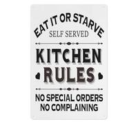 NWPNLXEA Vintage Country Kitchen Rules Metal Sign Eat It or Starve Rustic Farmhouse Wall Decor Funny Kitchen Dining Room Art 8 X 12 inch