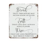NWPNLXEA Vintage Metal Sign with Bread Salt Wine Saying Rustic Decor for Kitchen Cafe Bar Wall-Art (8 X 12 in)