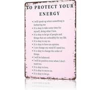 NWPNLXEA Vintage Protect Your Sign Mindfulness Self Care Aluminum Metal Tin Sign for Yoga Studio Home Office (8 X 12 in)