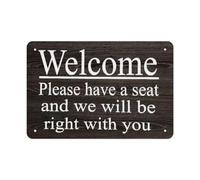 NWPNLXEA Welcome Have A Seat Sign Rustic Metal Tin Plaque Waiting Room Wall Decor for Office Reception Porch Entryway 8 X 12 in