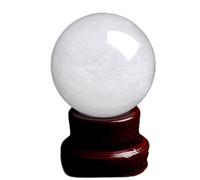 NWPNLXEA White Crystal Ball, Quartz Sphere on Wooden Display Stand Lucky FengShui Home Decor,4.7"(12cm)