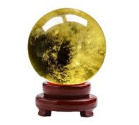 NWPNLXEA Yellow Crystal Ball Ornaments Rough Stone Polished Crafts for Photography Family Decorative Feng Shui Witch Decor Halloween,Yellow-5cm/2.0in