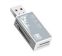 NXACETN Lector De Tarjetas Multifuncional Adaptador De Memoria USB 2.0 Micro-SD/TF/CT/MS/SDHC/MMC Plata