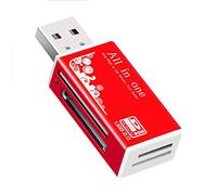 NXACETN Lector De Tarjetas Multifuncional Adaptador De Memoria USB 2.0 Micro-SD/TF/CT/MS/SDHC/MMC Rojo