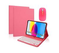 NXCVBNKZJ kuaijiexiaopu Backlit Keyboard and Mouse Kit Pen Slot Leather Case Suitable for Samsung Galaxy Tab A11+/A9 Plus 11 Inch SM-X210/X216(Begonia Red+Keyboard+Mouse)