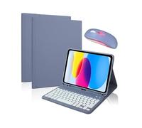 NXCVBNKZJ kuaijiexiaopu Backlit Keyboard and Mouse Kit Pen Slot Leather Case Suitable for Samsung Galaxy Tab A11+/A9 Plus 11 Inch SM-X210/X216(Lavender Gray+Keyboard+Mouse)