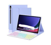 NXCVBNKZJ kuaijiexiaopu Funda Protectora for Teclado extraíble con retroiluminación RGB, Adecuada for Samsung Galaxy Tab S9 de 11 Pulgadas X710/X716B/X718U(Light Purple+Keyboard)
