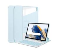 NXCVBNKZJ kuaijiexiaopu Keyboard Protective Case with Pen Slot, 360° Rotating Acrylic Shell Suitable for Samsung Galaxy Tab A11+(2025)/A9 Plus 11 Inches(Sky Blue+RGB Backlit Keyboard)