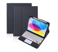 NXCVBNKZJ kuaijiexiaopu Leather Case Magnetic Pen Slot, Seven-Color Backlit Touch Keyboard Compatible with iPad 10th/11th Gen (10.9/11 Inch 2022-2025) A16(Black+Keyboard 2)