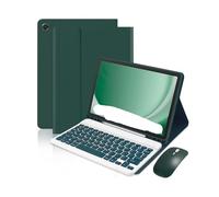 NXCVBNKZJ kuaijiexiaopu Leather Case with Pen Slot, Keyboard and Mouse Kit Suitable for Samsung Galaxy Tab A11+ 2025/A9+ 11 Inch 2023 SM-X215/X216(Dark Green+RGB Backlit KB+Mouse)