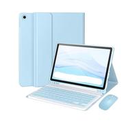 NXCVBNKZJ kuaijiexiaopu Leather Case with Pen Slot, Keyboard and Mouse Kit Suitable for Samsung Galaxy Tab A11+ 2025/A9+ 11 Inch 2023 SM-X215/X216(Sky Blue+Keyboard+Mouse)