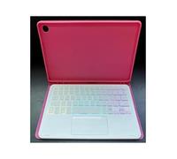 NXCVBNKZJ kuaijiexiaopu Leather Soft Case with Pen Slot, RGB QWERTY Keyboard Compatible with iPad 11th (A16)/10th Generation 10.9-Inch Universal(Begonia Red+RGB Touch Keyboard)