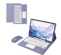 NXCVBNKZJ kuaijiexiaopu Magnetic QWERTY Keyboard Tablet Leather Case Suitable for Samsung Galaxy Tab S8Plus-X800/X806 12.4 Inches(Lavender Purple+Touch Keyboard)