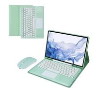 NXCVBNKZJ kuaijiexiaopu Magnetic QWERTY Keyboard Tablet Leather Case Suitable for Samsung Galaxy Tab S8Plus-X800/X806 12.4 Inches(Matcha Green+Touch Keyboard)