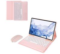 NXCVBNKZJ kuaijiexiaopu Magnetic QWERTY Keyboard Tablet Leather Case Suitable for Samsung Galaxy Tab S8Plus-X800/X806 12.4 Inches(Pink+Keyboard)
