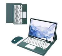 NXCVBNKZJ kuaijiexiaopu Magnetic QWERTY Keyboard Tablet Leather Case Suitable for Samsung Galaxy Tab S8Plus-X800/X806 12.4 Inches(Dark Green+Touch Keyboard)