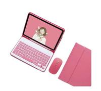 NXCVBNKZJ kuaijiexiaopu QWERTY Keyboard Pen Slot Leather Protective Case Compatible with iPad Air 11 (2025)/Air4/5/6-10.9 Inch Universal(Begonia Red+Keyboard+Mouse)