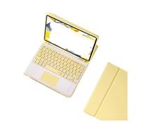 NXCVBNKZJ kuaijiexiaopu QWERTY Keyboard Pen Slot Leather Protective Case Compatible with iPad Air 11 (2025)/Air4/5/6-10.9 Inch Universal(Yellow+Touch Keyboard)