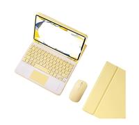 NXCVBNKZJ kuaijiexiaopu QWERTY Keyboard Pen Slot Leather Protective Case Compatible with iPad Air 11 (2025)/Air4/5/6-10.9 Inch Universal(Yellow+Touch Keyboard+Mouse)
