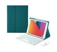 NXCVBNKZJ kuaijiexiaopu QWERTY Keyboard Pen Slot Tablet Leather Protective Case Compatible with Honor X9 Pro 11.5 Inch 2024 Universal(Green+White Backlit KB+Mouse)