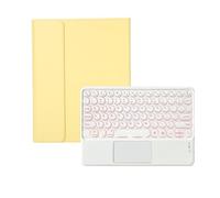 NXCVBNKZJ kuaijiexiaopu QWERTY Round Keycaps Keyboard Protective Case Compatible with iPad Pro 11-Inch 2024 Universal(Yellow+Touch Backlit Keyboard)