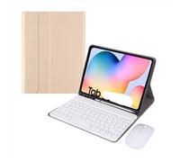 NXCVBNKZJ kuaijiexiaopu Square/Round Keycap Keyboard, Protective Case with Pen Slot Suitable for Samsung Galaxy Tab S6 Lite 10.4 Inch P625 2024(Gold+keycap Keyboard+Mouse)