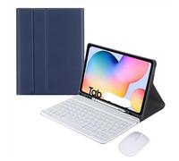 NXCVBNKZJ kuaijiexiaopu Square/Round Keycap Keyboard, Protective Case with Pen Slot Suitable for Samsung Galaxy Tab S6 Lite 10.4 Inch P625 2024(Dark Blue+White Keyboard+Mouse)