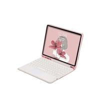 NXCVBNKZJ kuaijiexiaopu Teclado táctil con Teclas Redondas, Funda Protectora Compatible con Samsung Galaxy Tab S11 SM-X730/X736B de 11 Pulgadas (2025)(Pink+White Keyboard)