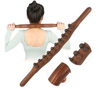 NXCYLW Rodillo de masaje de 20 cuentas, herramienta de drenaje linfático y liberación miofascial, masajeador de celulitis, alivia el dolor de cuello, espalda, cintura y piernas, unisex, madera marrón