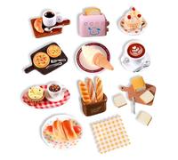 NXDPHLIENG 36 Piezas de Comida y Bebida en Miniatura, Accesorios de Comida para casa de muñecas a Escala 1/12 con Pastel de Resina, Pan, Pizza, Fruta, café, decoración de Comida de gnomo DIY
