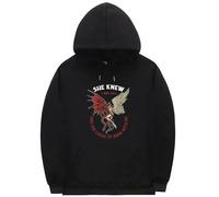 NXKAFAH Ella sabía Que yo era el Infierno y eligió Arder Conmigo. Sudadera con Capucha Vintage con Estampado de ángel y Demonio Unisex de Gran tamaño.