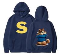 NXKAFAH Sudadera con Capucha de Dibujos Animados de Alvin y Las Ardillas, Camisa Verde, roja y Azul Marino, Camisa S/P, Sudadera con Capucha de Manga Larga con animación Promocional de películas