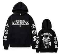 NXKAFAH Sudadera con Capucha Estampada de la Gira de la Banda Bad Omens música Americana con el Lema The Death of Peace of Mind y un Esqueleto. Sudaderas con Capucha Estilo Rock gótico para Hombre.