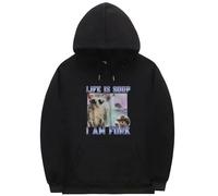 NXKAFAH Sudadera con Capucha La Vida es Sopa Soy Tenedor Divertida con Meme de Rata Unisex de algodón Polar y Corte Holgado.