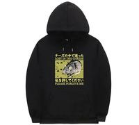 NXKAFAH Sudadera con Capucha Perdido en el Queso por Favor perdóname con Estampado de Rata Japonesa Estilo Casual y Divertido para Hombre y Mujer.