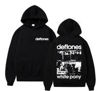 NXKAFAH Sudadera con Capucha y Estampado de Pony Blanco de la Banda de Rock Deftones Unisex Estilo Hip Hop Alternativo Heavy Metal Oversize Streetwear Moda Masculina.
