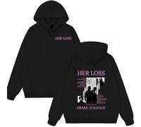 NXKAFAH Sudaderas con Capucha Estampadas del álbum Her Loss de los raperos Drake y 21 Savage para Hombre Estilo Hip Hop Moda Pop Ropa Casual de algodón Vintage.