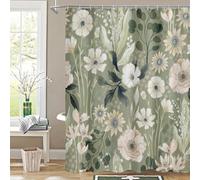 NXMYDBD Cortina de Ducha con Estampado de Flores y Plantas, Impermeable y Resistente al Moho, Ideal para baño y tocador. 140x170cm/(WxH)