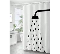 NXMYDBD Cortina de Ducha de baño con diseño de Cabezal de Ducha Negro, Cortina divisoria Impermeable, decoración artística para bañera con Ganchos. 180x260cm/(WxH)