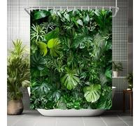 NXMYDBD Cortina de Ducha de poliéster Verde Tropical con Ganchos, diseño botánico de jardín Natural denso, decoración artística para baño. 120x240cm/(WxH)